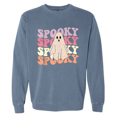 Funny Halloween Vibes Retro Spooky Ghost Boo Spooky Season Gift Garment-Dyed Sweatshirt