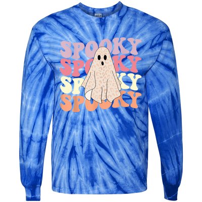 Funny Halloween Vibes Retro Spooky Ghost Boo Spooky Season Gift Tie-Dye Long Sleeve Shirt