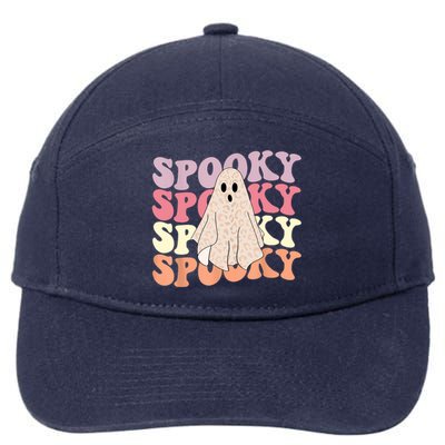 Funny Halloween Vibes Retro Spooky Ghost Boo Spooky Season Gift 7-Panel Snapback Hat