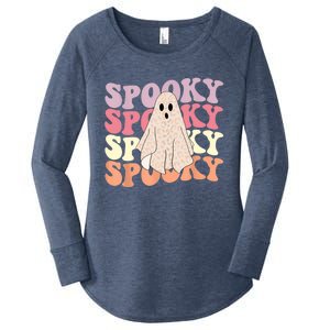 Funny Halloween Vibes Retro Spooky Ghost Boo Spooky Season Gift Women's Perfect Tri Tunic Long Sleeve Shirt