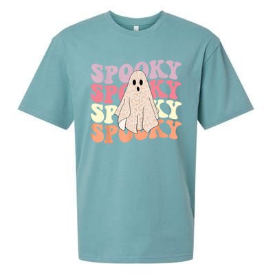 Funny Halloween Vibes Retro Spooky Ghost Boo Spooky Season Gift Sueded Cloud Jersey T-Shirt