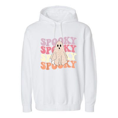 Funny Halloween Vibes Retro Spooky Ghost Boo Spooky Season Gift Garment-Dyed Fleece Hoodie