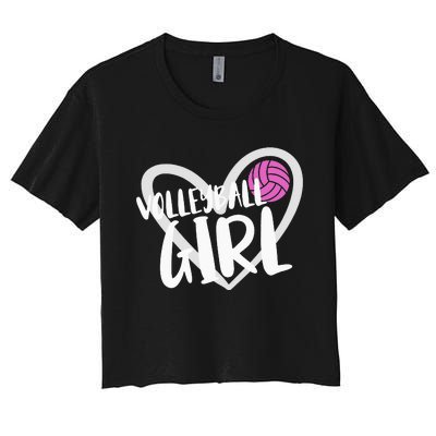 funny heart Volleyball  Player Coach Women's Crop Top Tee