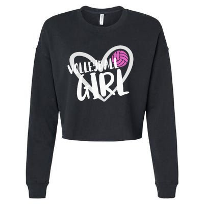 funny heart Volleyball  Player Coach Cropped Pullover Crew