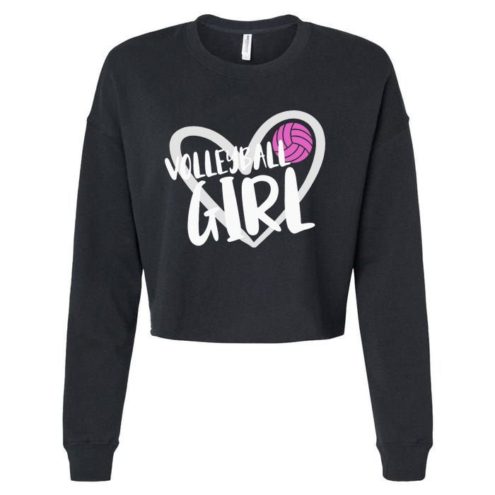 funny heart Volleyball  Player Coach Cropped Pullover Crew