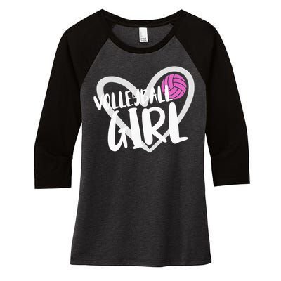 funny heart Volleyball  Player Coach Women's Tri-Blend 3/4-Sleeve Raglan Shirt