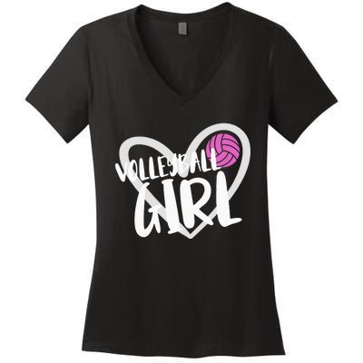 funny heart Volleyball  Player Coach Women's V-Neck T-Shirt