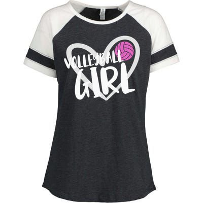 funny heart Volleyball  Player Coach Enza Ladies Jersey Colorblock Tee