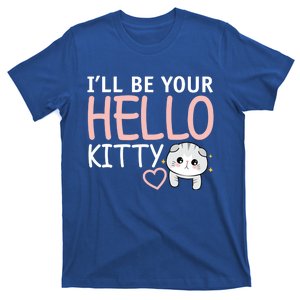 Funny Hello Valentine's Day Kitty Design With Hearts Gift T-Shirt