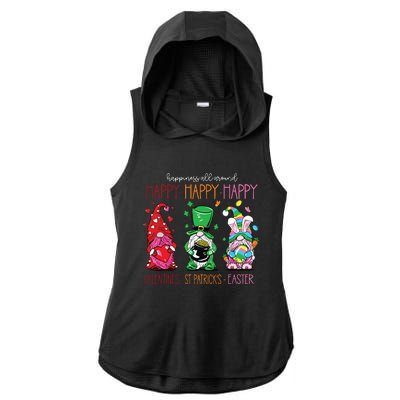 Funny Happy Valentines St Patrick Easter Happy Holiday Gnome Ladies PosiCharge Tri-Blend Wicking Draft Hoodie Tank