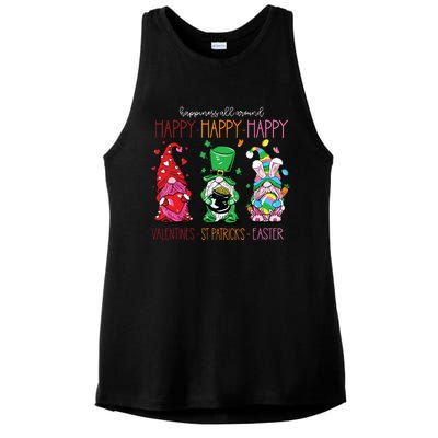 Funny Happy Valentines St Patrick Easter Happy Holiday Gnome Ladies PosiCharge Tri-Blend Wicking Tank