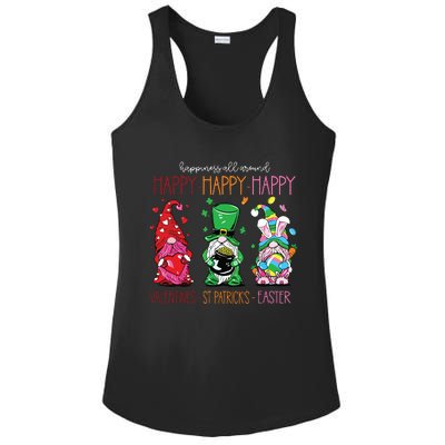 Funny Happy Valentines St Patrick Easter Happy Holiday Gnome Ladies PosiCharge Competitor Racerback Tank