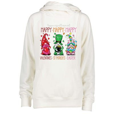 Funny Happy Valentines St Patrick Easter Happy Holiday Gnome Womens Funnel Neck Pullover Hood