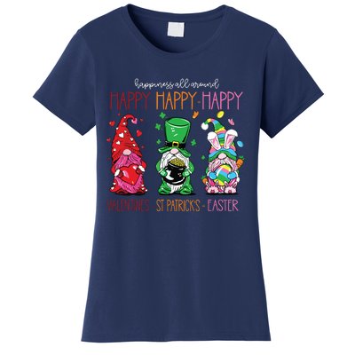 Funny Happy Valentines St Patrick Easter Happy Holiday Gnome Women's T-Shirt