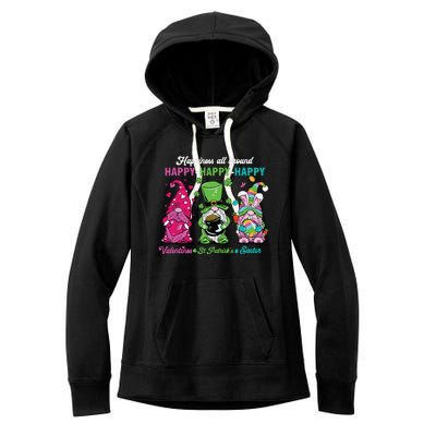 Funny Happy Valentines St Patrick Easter Happy Holiday Gnome Women's Fleece Hoodie