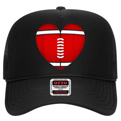 Football Heart Valentines Day High Crown Mesh Back Trucker Hat