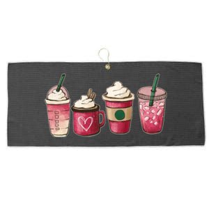 Funny Happy Valentine's Day Cute Coffee Cups Love Cute Gift Large Microfiber Waffle Golf Towel