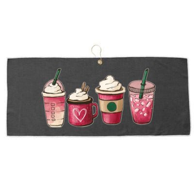 Funny Happy Valentine's Day Cute Coffee Cups Love Cute Gift Large Microfiber Waffle Golf Towel