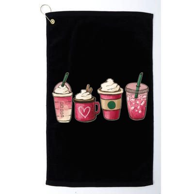 Funny Happy Valentine's Day Cute Coffee Cups Love Cute Gift Platinum Collection Golf Towel