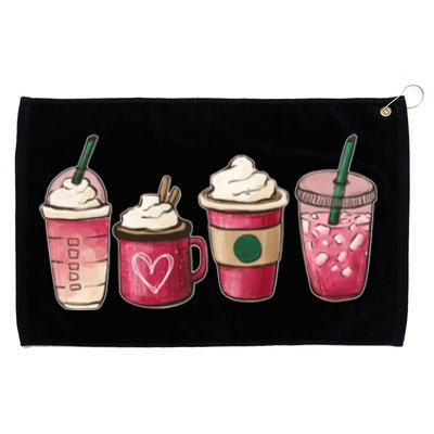 Funny Happy Valentine's Day Cute Coffee Cups Love Cute Gift Grommeted Golf Towel