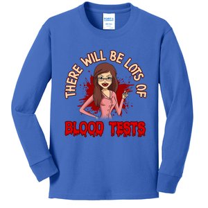 Funny Halloween Vampire Nurse Doctor Assistant Blood Tests Gift Kids Long Sleeve Shirt