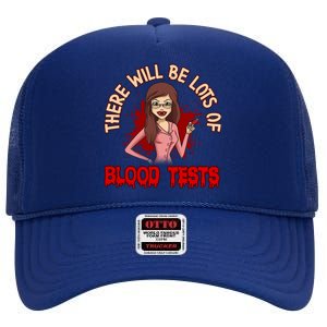 Funny Halloween Vampire Nurse Doctor Assistant Blood Tests Gift High Crown Mesh Back Trucker Hat