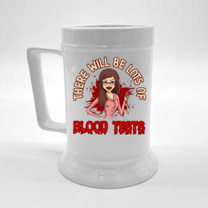 Funny Halloween Vampire Nurse Doctor Assistant Blood Tests Gift Beer Stein