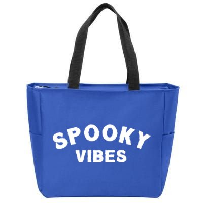 Funny Halloween Vibes Retro Spooky Ghost Boo Spooky Season Funny Gift Zip Tote Bag