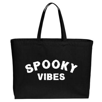 Funny Halloween Vibes Retro Spooky Ghost Boo Spooky Season Funny Gift Cotton Canvas Jumbo Tote