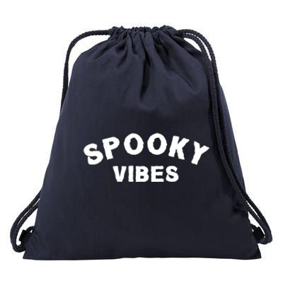 Funny Halloween Vibes Retro Spooky Ghost Boo Spooky Season Funny Gift Drawstring Bag