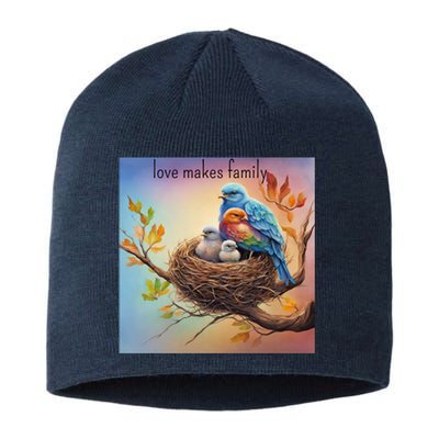 Family Harmony Vibrant Bird Nest With Loving Parents Sustainable Beanie