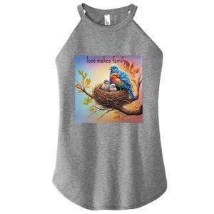 Family Harmony Vibrant Bird Nest With Loving Parents Women’s Perfect Tri Rocker Tank