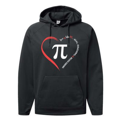 Funny Happy Valentine's Day Love Is Like Pi Math Teacher Performance Fleece Hoodie