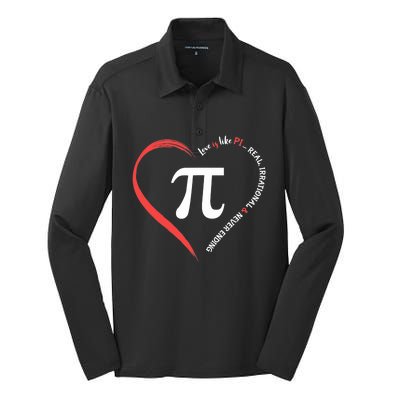 Funny Happy Valentine's Day Love Is Like Pi Math Teacher Silk Touch Performance Long Sleeve Polo