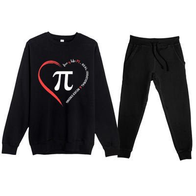 Funny Happy Valentine's Day Love Is Like Pi Math Teacher Premium Crewneck Sweatsuit Set