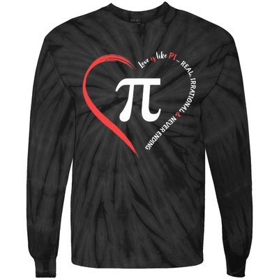 Funny Happy Valentine's Day Love Is Like Pi Math Teacher Tie-Dye Long Sleeve Shirt