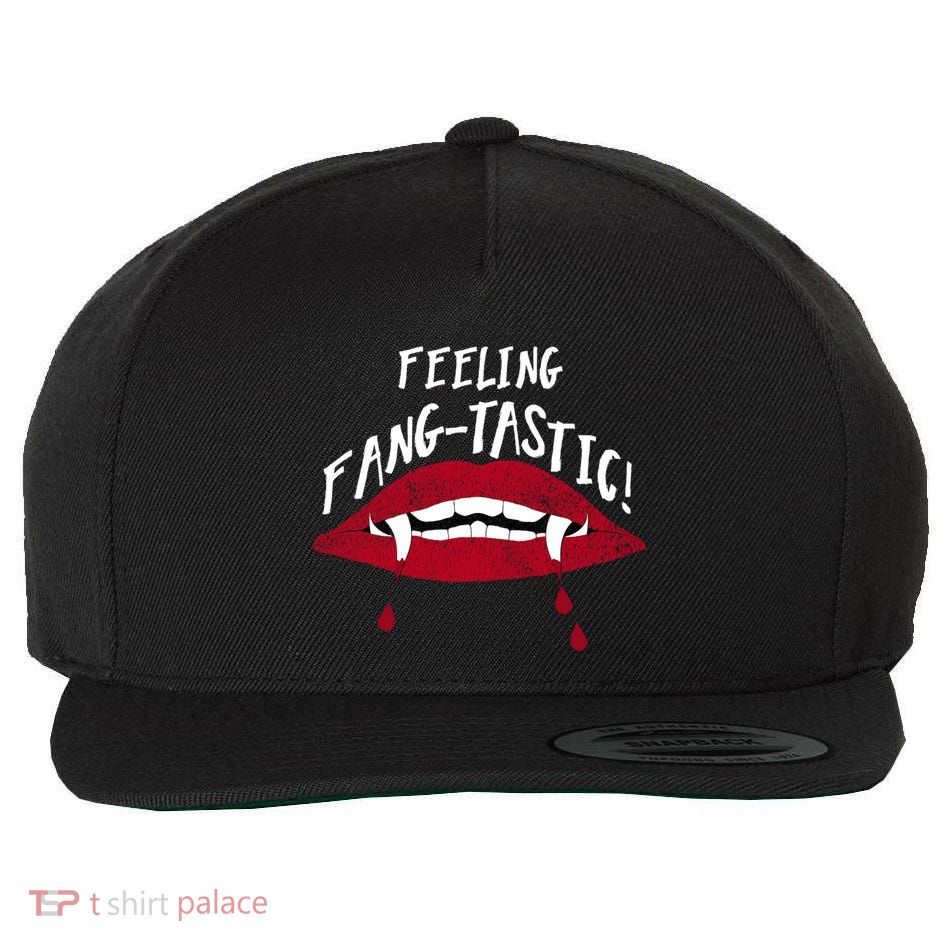 Fangtastic Halloween Vampires Teeth Lips Blood Bite Me Meaningful Gift Wool Snapback Cap