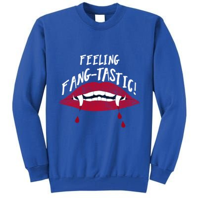Fangtastic Halloween Vampires Teeth Lips Blood Bite Me Meaningful Gift Tall Sweatshirt