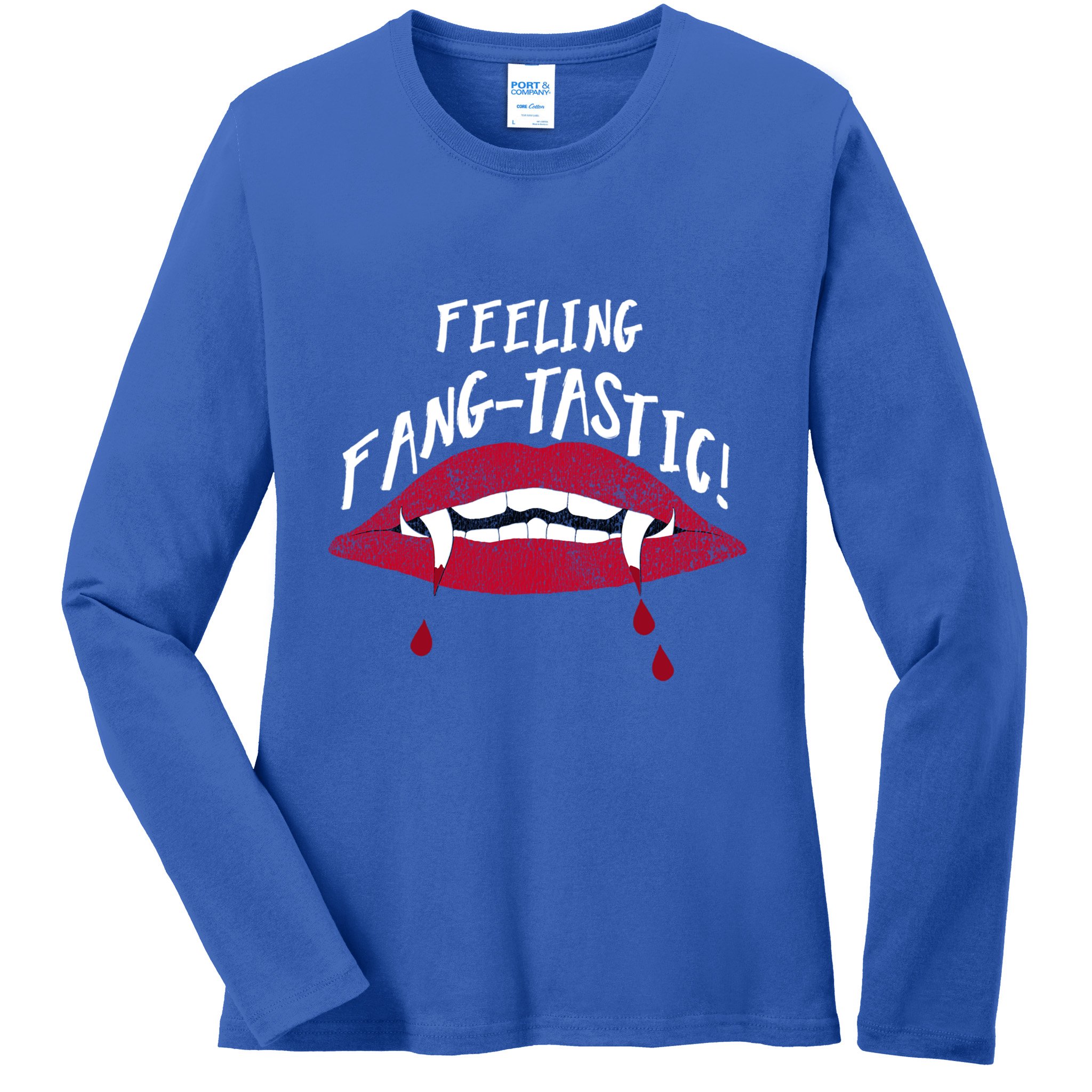 Fangtastic Halloween Vampires Teeth Lips Blood Bite Me Meaningful Gift Ladies Long Sleeve Shirt