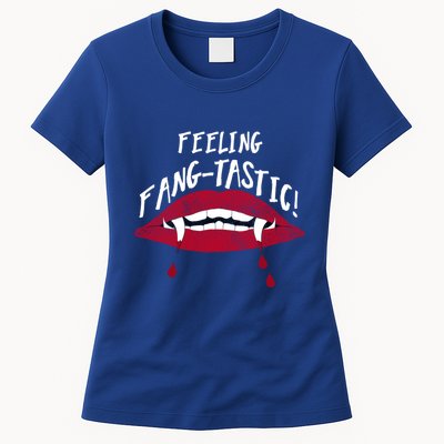 Fangtastic Halloween Vampires Teeth Lips Blood Bite Me Meaningful Gift Womens T-Shirt
