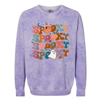 Funny Halloween Vibes Retro Spooky Ghost Boo Spooky Season Gift Colorblast Crewneck Sweatshirt