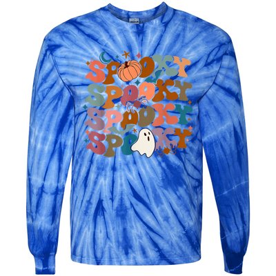 Funny Halloween Vibes Retro Spooky Ghost Boo Spooky Season Gift Tie-Dye Long Sleeve Shirt