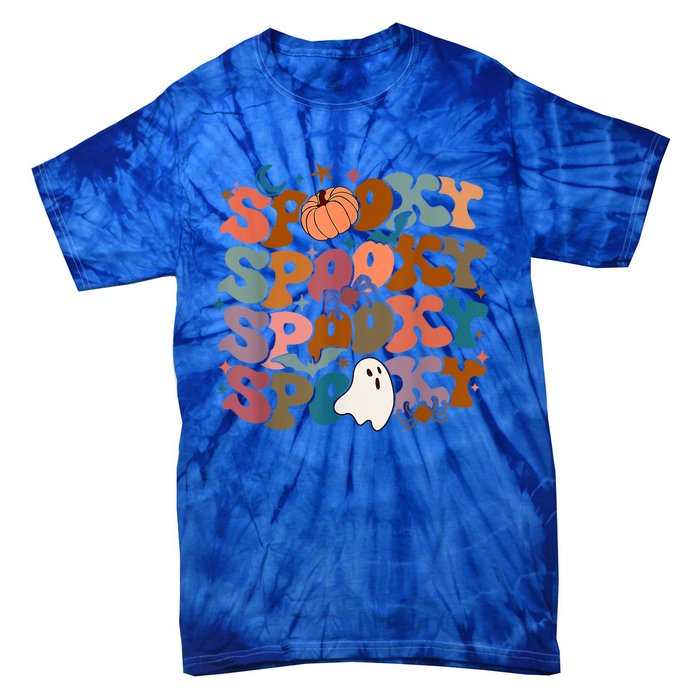 Funny Halloween Vibes Retro Spooky Ghost Boo Spooky Season Gift Tie-Dye T-Shirt