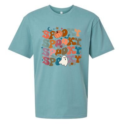 Funny Halloween Vibes Retro Spooky Ghost Boo Spooky Season Gift Sueded Cloud Jersey T-Shirt