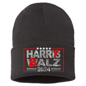 Funny Harris Walz 24 Harry Balz 2024 Meme Democratics Vote Sustainable Knit Beanie