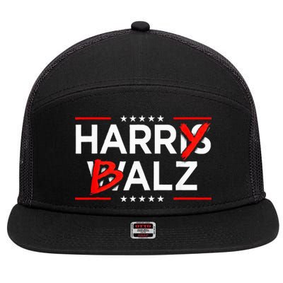 Funny Harris Walz 24 Harry Balz 2024 Meme Kamala Harris 7 Panel Mesh Trucker Snapback Hat