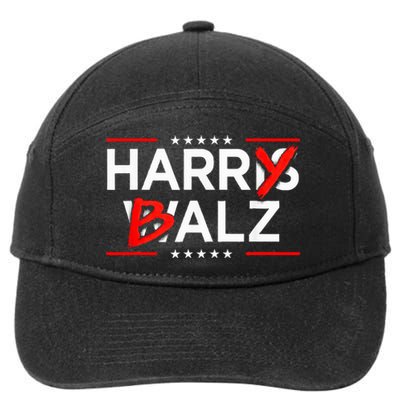 Funny Harris Walz 24 Harry Balz 2024 Meme Kamala Harris 7-Panel Snapback Hat