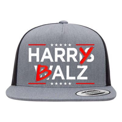 Funny Harris Walz 24 Harry Balz 2024 Meme Kamala Harris Flat Bill Trucker Hat