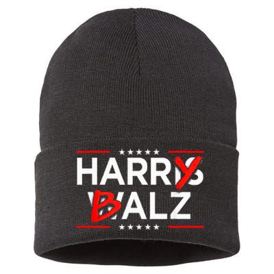 Funny Harris Walz 24 Harry Balz 2024 Meme Kamala Harris Sustainable Knit Beanie