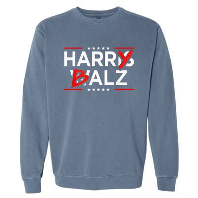 Funny Harris Walz 24 Harry Balz 2024 Meme Kamala Harris Garment-Dyed Sweatshirt